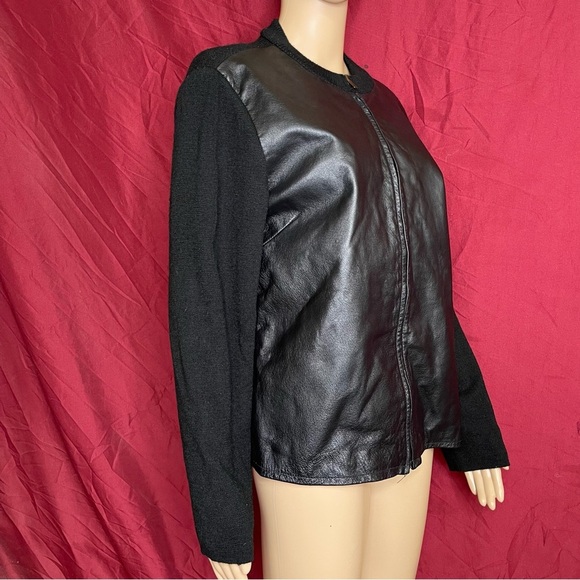 JohnPaulRichard Uniform Petite Wool and Leather Moto Jacket Large - Picture 5 of 7